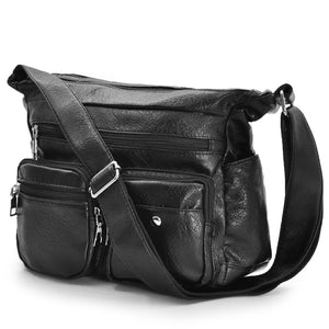 Borsa pelle multitasche grande nuova donna tracolla nera capiente elegante moda