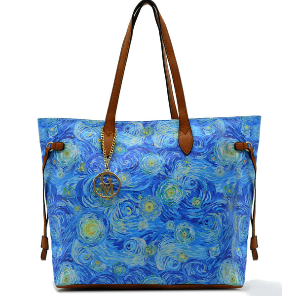 GM borsa shopping fantasia stampa Vincent Van Gogh Notte stellata cielo stellato