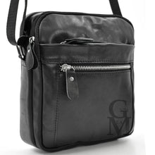 Carica l&#39;immagine nel visualizzatore di Gallery, GM zip Borsello uomo moda tracolla borsa vera pelle lavoro vintage piccolo nero