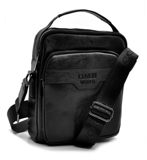 Borsello nero pelle firmato originale COVERI tracolla cerniera trasversale moda