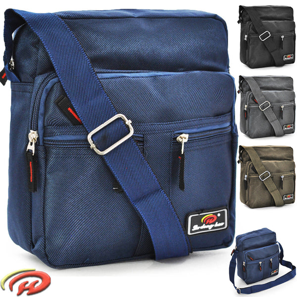 Borsello messenger blu da uomo in nylon con tracolla regolabile 5 tasche LUDONG