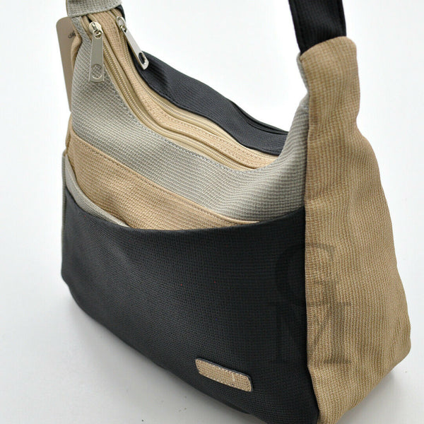 Borsa a tracolla capiente ecopelle passeggio spalla multicolore bicolore viaggio