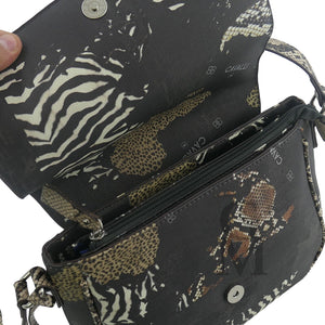 Borsa lusso firmata BB CAVALLI donna tracolla fantasia animalier mappa mondo VIP