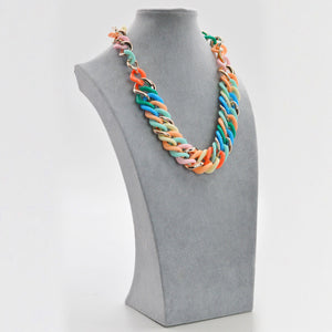 Collana donna girocollo anulli colorata multicolore resina donna elegante eventi