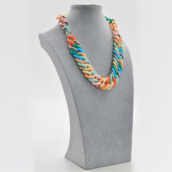 Collana donna girocollo anulli colorata multicolore resina donna elegante eventi