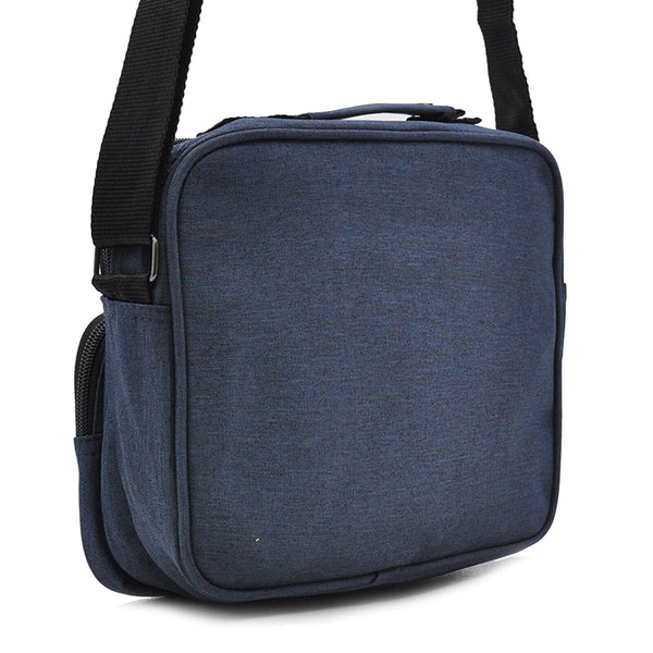 Borsello 5 tasche nylon uomo grande tela borsa tracolla tessuto blu lavoro ipad