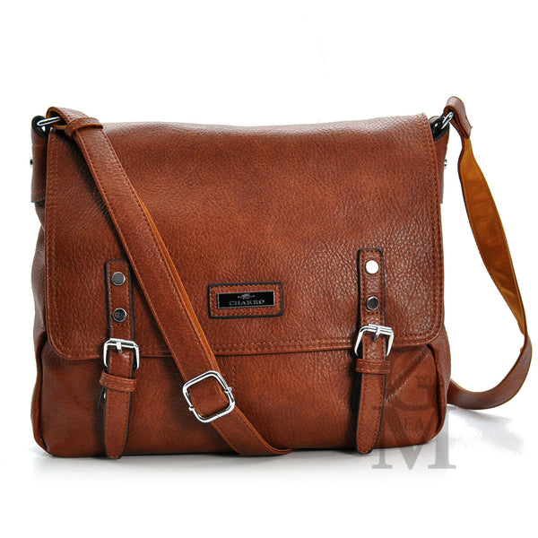 Borsa firmata CHARRO uomo donna vintage pelle cinghie tracolla postina marrone