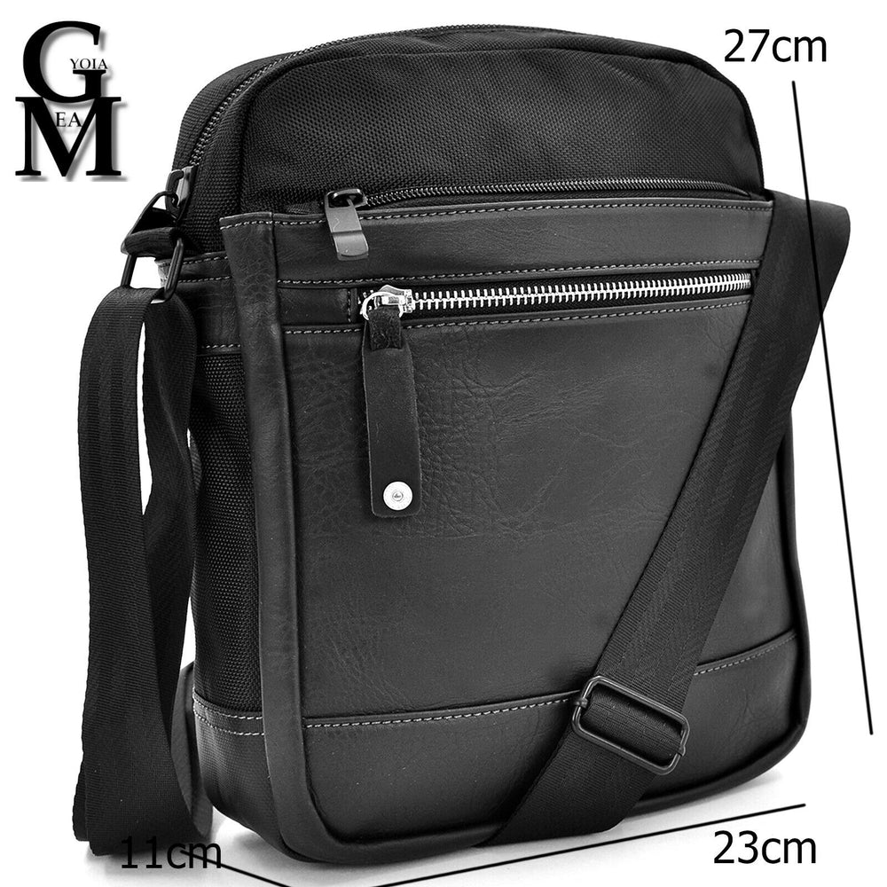 Borsello nero uomo borsa grande capiente zip tracolla sport nylon tessuto casual