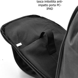 Pack 3in1 ZAINO uomo nero multi tasche + portafoglio + cintura vera pelle italy