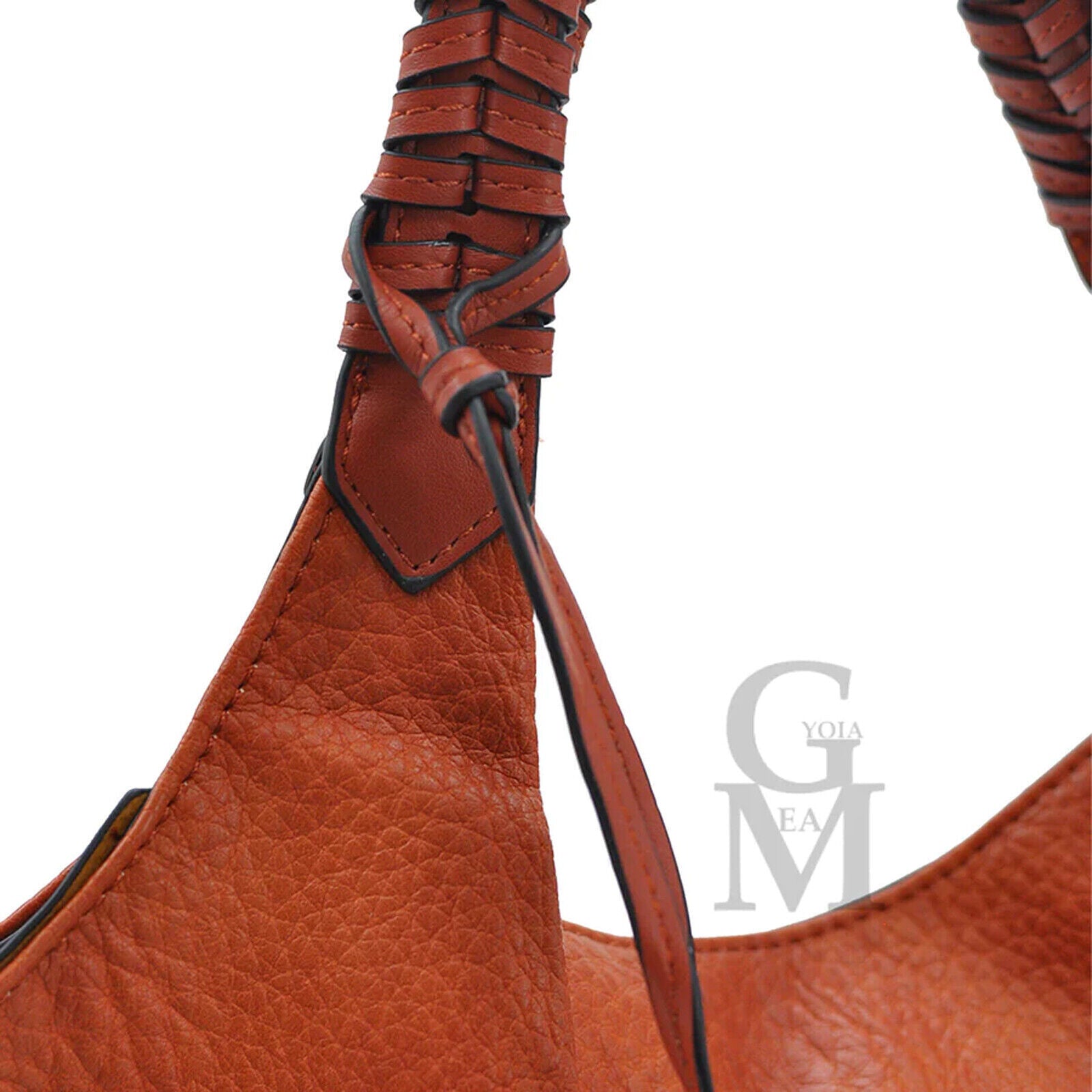 Borsa donna pelle marrone nuova GM shopping grande manici intrecciati morbida