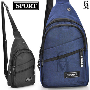 Marsupio SPORT uomo petto monospalla tasche zip sportivo borsa tracolla blu nero