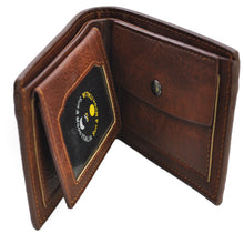 Carica l&#39;immagine nel visualizzatore di Gallery, Gm Portafoglio uomo ecopelle venata marrone porta carte ribaltina portamonete