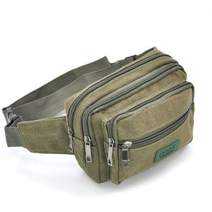 Marsupio multi tasche 5zip tela tessuto canvas militare vita spalla uomo viaggio