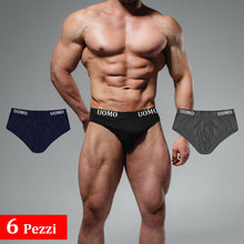 Carica l&#39;immagine nel visualizzatore di Gallery, 6 Pezzi PAIA Slip Uomo Mutande Cotone Elasticizzato Intimo Nero Grigio Blu