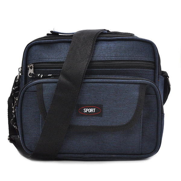 Borsello 5 tasche nylon uomo grande tela borsa tracolla tessuto blu lavoro ipad