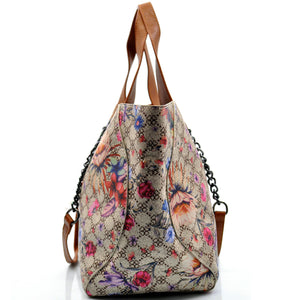 Gm borsa 3in1 hobo sacco casual manici catena tracolla fantasia fiori floreale