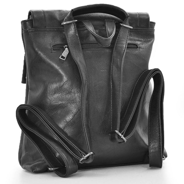 2in1 Borsa a zaino zainetto nero coveri pelle donna collezione nuovo particolare