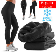 Carica l&#39;immagine nel visualizzatore di Gallery, 6 Leggings Modello collant 320 den Interno Felpato Pelliccia Elasticizzato neri