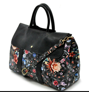 Gyoiamea borsa donna tracolla pelle capiente ufficio fiorata fiori ipad vintage