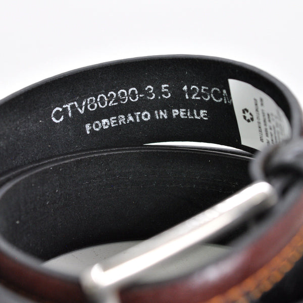 Cintura Cinta Uomo 3,8cm Vera Pelle Casual marrone e nera Accorciabile bicolore