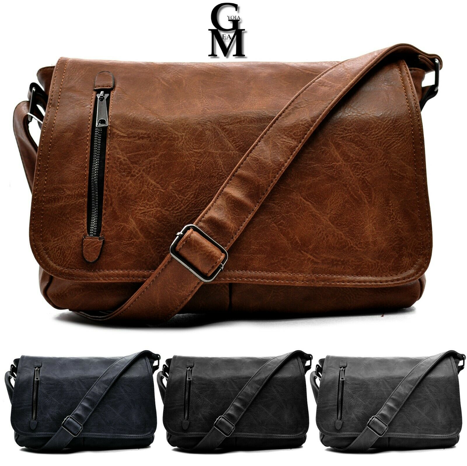 GM Borsa Uomo pelle ufficio Tracolla SPORT pc lavoro porta documenti ipad tasche