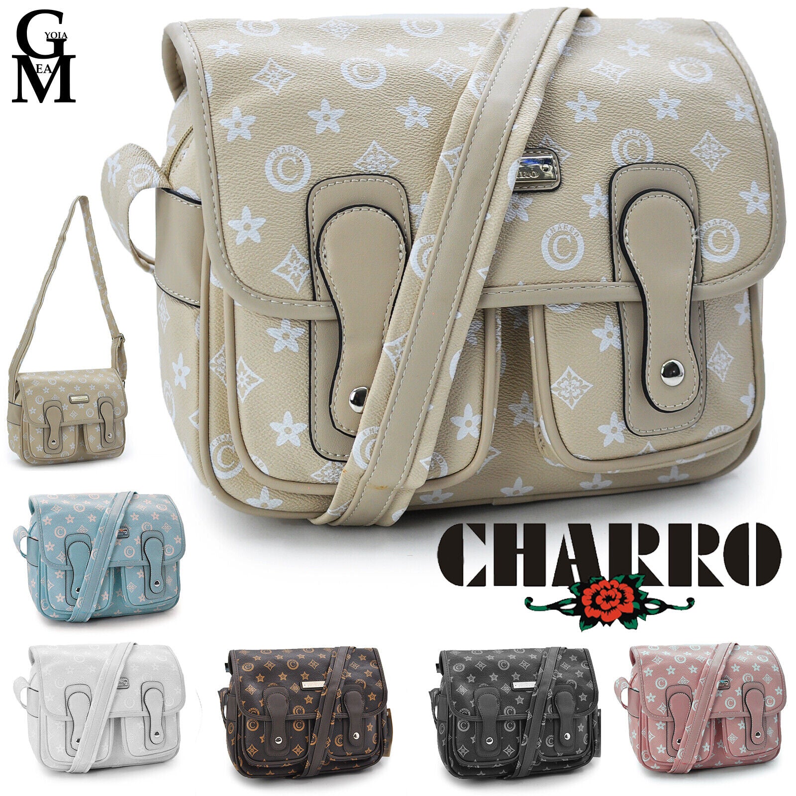 borsa donna spalla tracolla vintage charro  fantasia scritte colorata bottoni