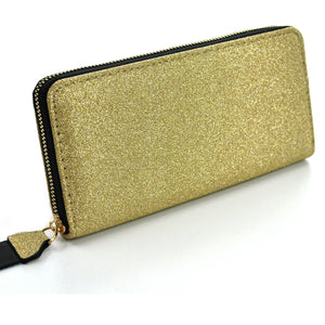 GM Portafoglio oro donna glitter glitterato cerniera zip dorato carte credito