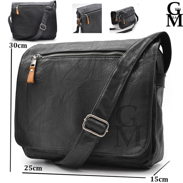 Borsa GM uomo casual pelle tracolla postina marrone moda nera grande lavoro