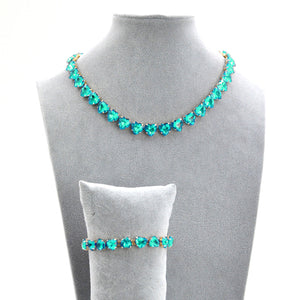 Parure Collana e bracciale girocollo cristalli pietre forma cuori gioiello nuovo