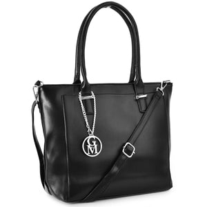 Borsa GM donna nera shopping tracolla spalla grande pelle capiente nera nuova