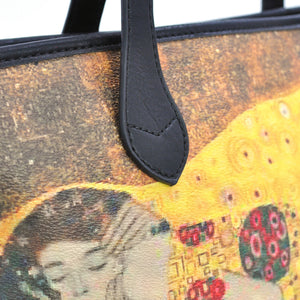 Borsa shopping dipinto stampa opera d'arte il bacio di Klimt regalo colorata