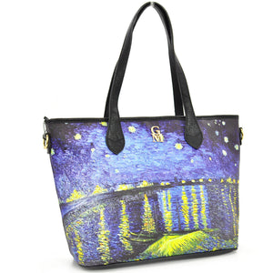 Borsa shopping dipinto stampa opera d'arte Notte stellata sul Rodano paesaggio