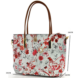 Borsa shopping moda grande GM donna grande spalla pelle fantasia fiori floreale