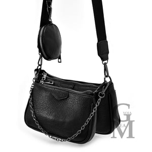 Multi pochette 3 in 1 borsetta accessori particolare mano passeggio piccola nera
