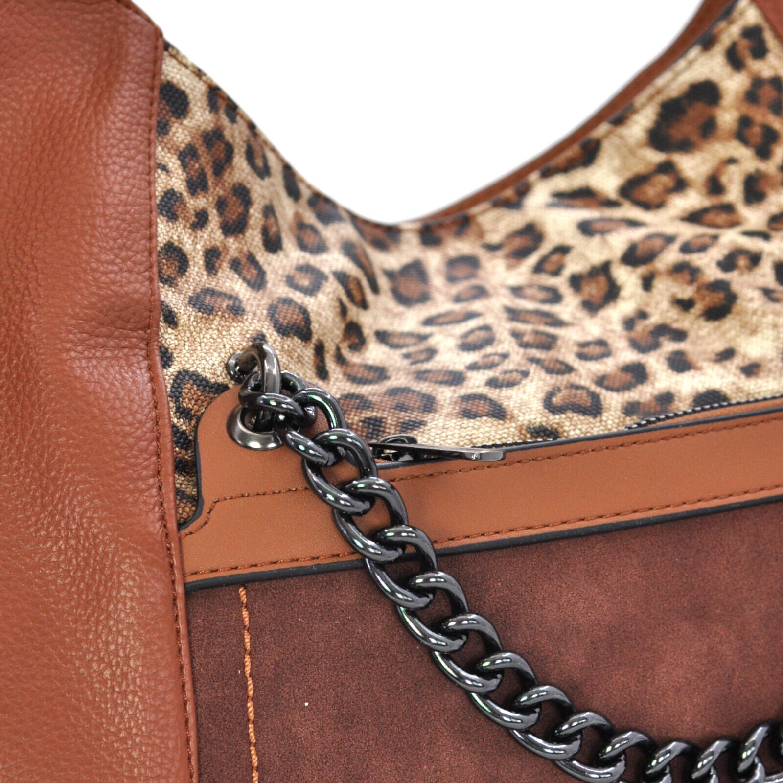 Borsa donna firmata hobo animalier sacco tracolla pelle fantasia leopardata nera