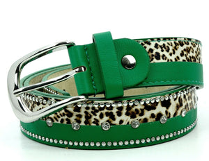 GM cintura eco pelle leopardata donna fantasia tigrata maculata colorata casual