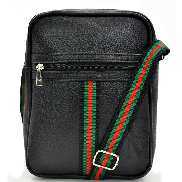 Borsello strisce verdi nero uomo borsa grande piccolo borsellino tracolla zip