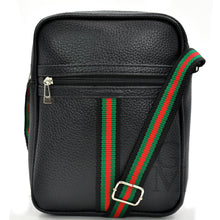 Carica l&#39;immagine nel visualizzatore di Gallery, Borsello strisce verdi nero uomo borsa grande piccolo borsellino tracolla zip