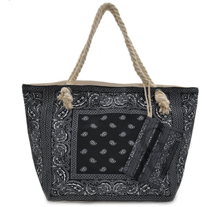 borsa mare firmata gm grande capiente spiaggia fantasia bandana fiori nera nuova