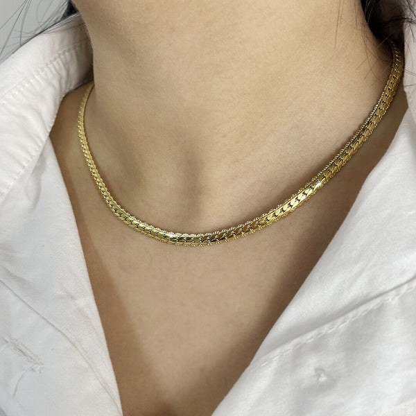 Collana pugilato donna uomo gioiello maglia oro acciaio serpente spina di pesce