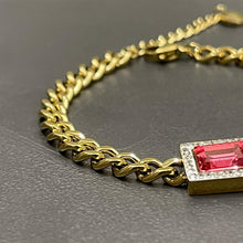 Carica l&#39;immagine nel visualizzatore di Gallery, Bracciale maglia Acciaio inossidabile Donna Braccialetto smeraldo cristallo oro