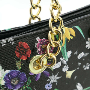 Borsa shopping moda grande GM donna grande spalla manici a catena fiori floreale