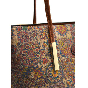 GM set borsa 3 pezzi sughero colorato fiori shopping casual passeggio moda nuovo