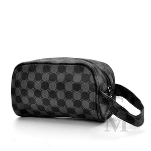 Pochette uomo originale GM fantasia rombi quadretti borsa mano pelle nero sport