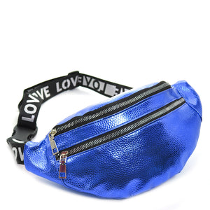 Marsupio donna moda pelle laminata fuxia blu oro girovita borsa casual cintura