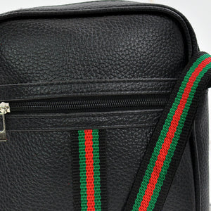 Borsello strisce verdi nero uomo borsa grande piccolo borsellino tracolla zip