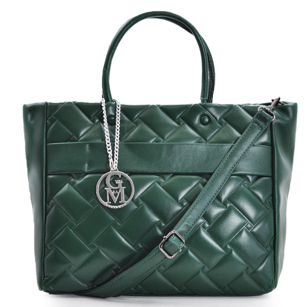 Gyoiamea borsa donna shopping donna spalla trapuntata verde tracolla logo nuova