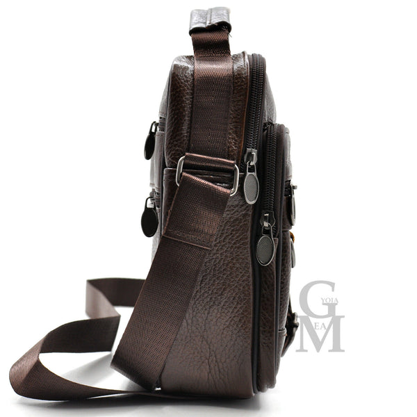 Borsello VALERIO VERA PELLE 6 tasche manico passeggio viaggio borsello vintage