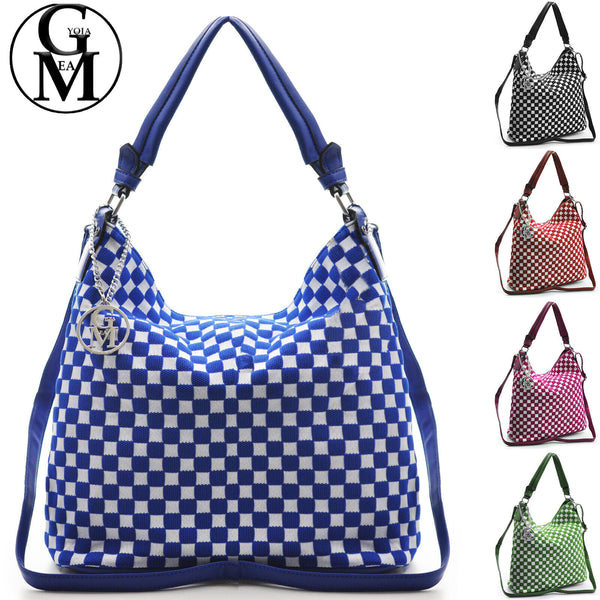 Borsa GM donna pelle mono manico hobo capiente sacco grande particolare colorata