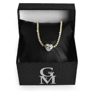 Collana girocollo forma cuore oro acciaio zirconato cristalli strass brillante